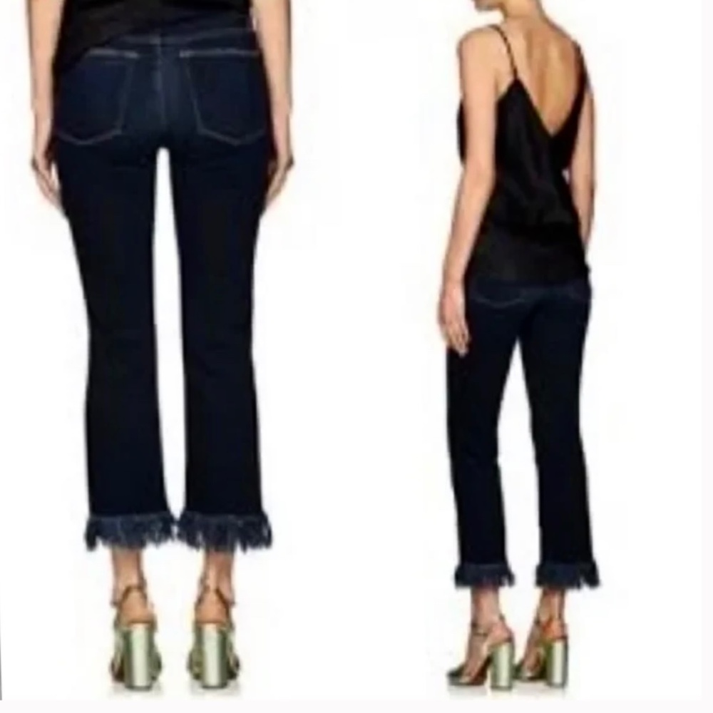 Frame Denim Le High Straight Fringe Hem Jeans in Pine Knoll - Picture 10 of 12